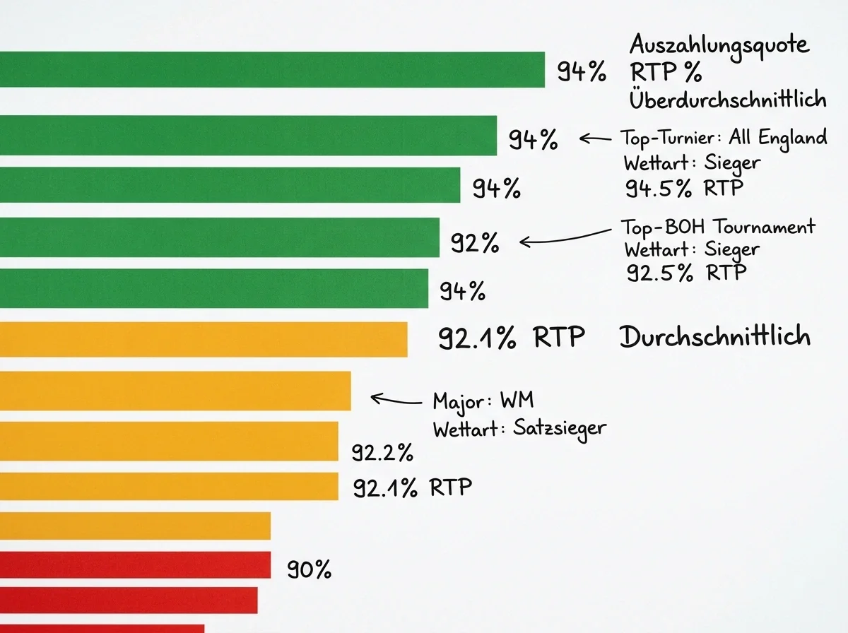 Badminton Wetten Auszahlungsquoten im Vergleich – Buchmachermarge und RTP bei BWF-Turnieren visualisiert