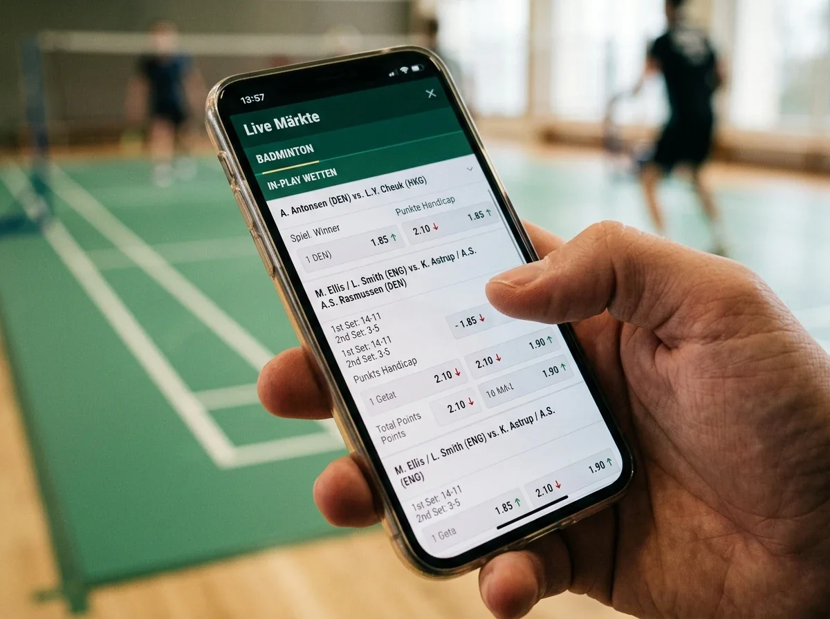 Badminton Livewetten auf dem Smartphone – In-Play-Märkte und Quote-Anpassungen zwischen Sätzen beim Badminton